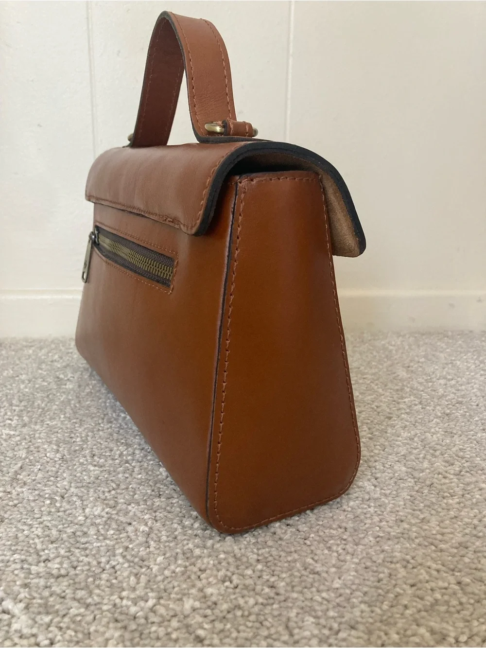 Patricia Nash Carisbrooke Tan Brown Leather Satchel crossbody bag handbag